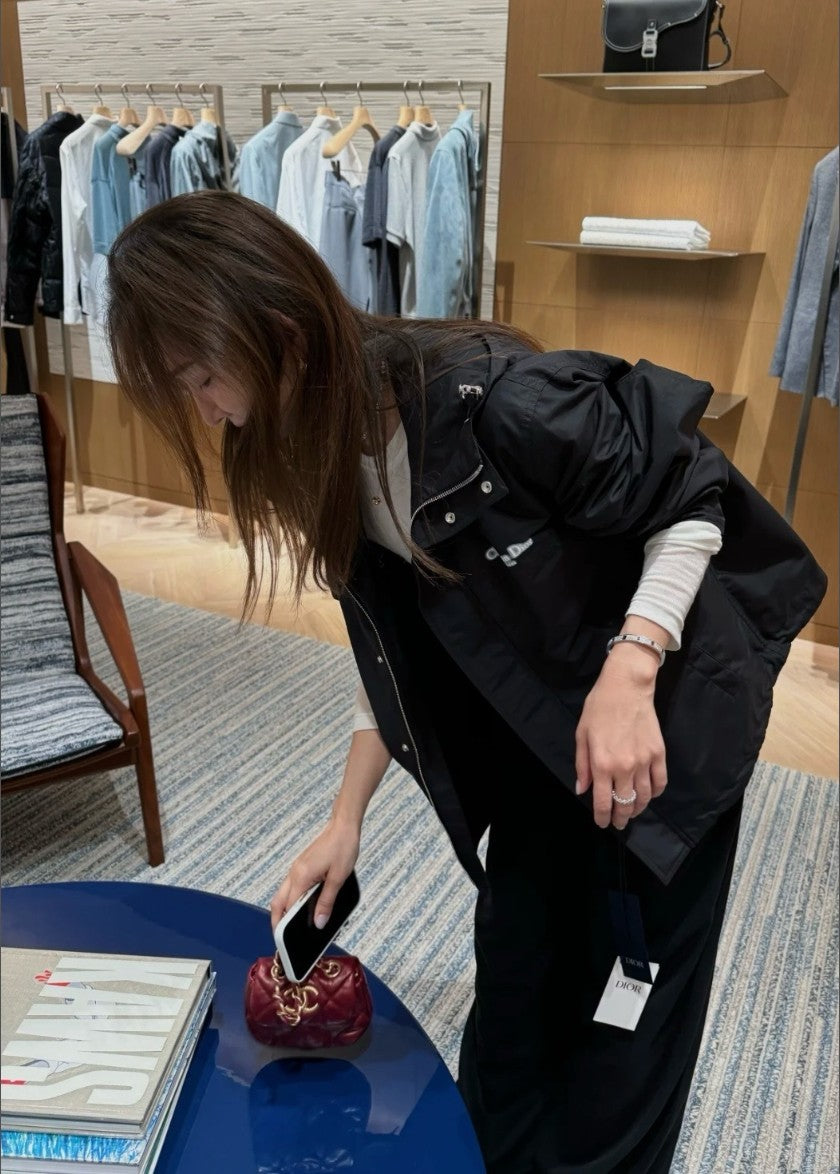 디올 형광 레터링 로고 후드 집업 자켓