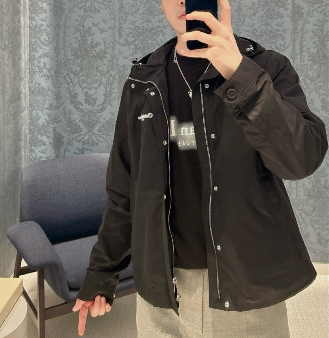 디올 형광 레터링 로고 후드 집업 자켓