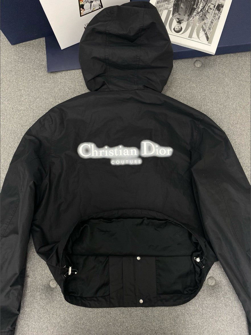 디올 형광 레터링 로고 후드 집업 자켓