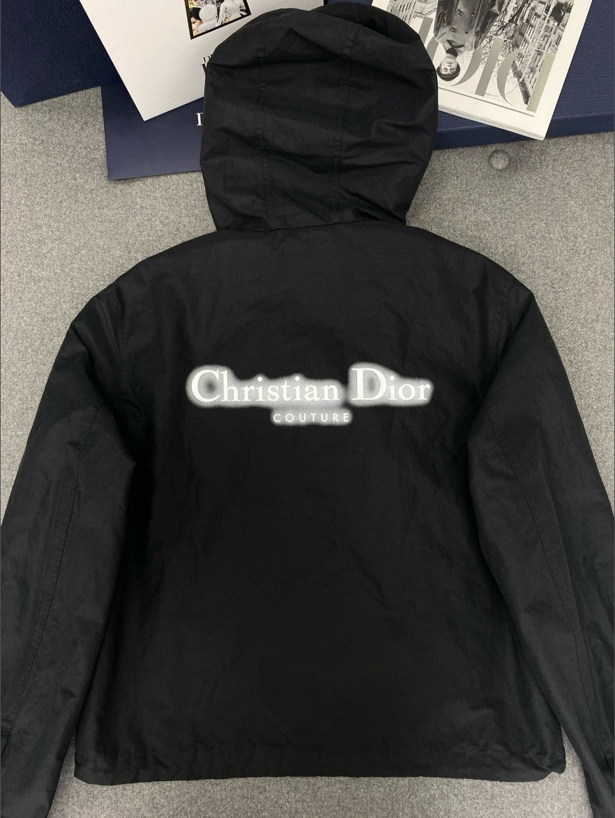 디올 형광 레터링 로고 후드 집업 자켓