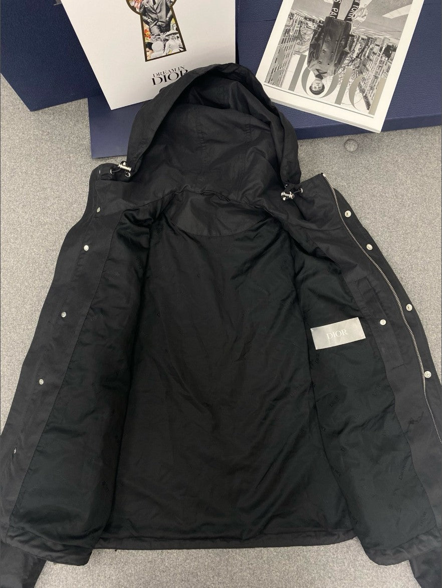 디올 형광 레터링 로고 후드 집업 자켓