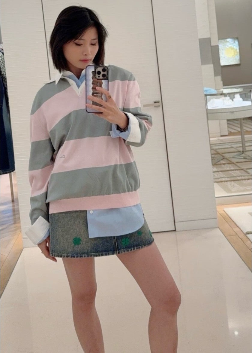 디올 여성 니트 카라 긴팔티