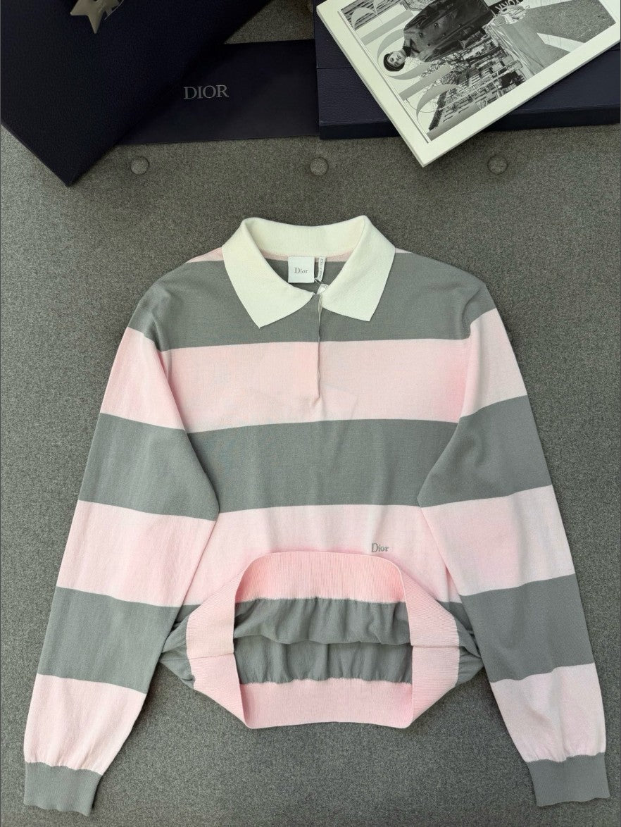 디올 여성 니트 카라 긴팔티