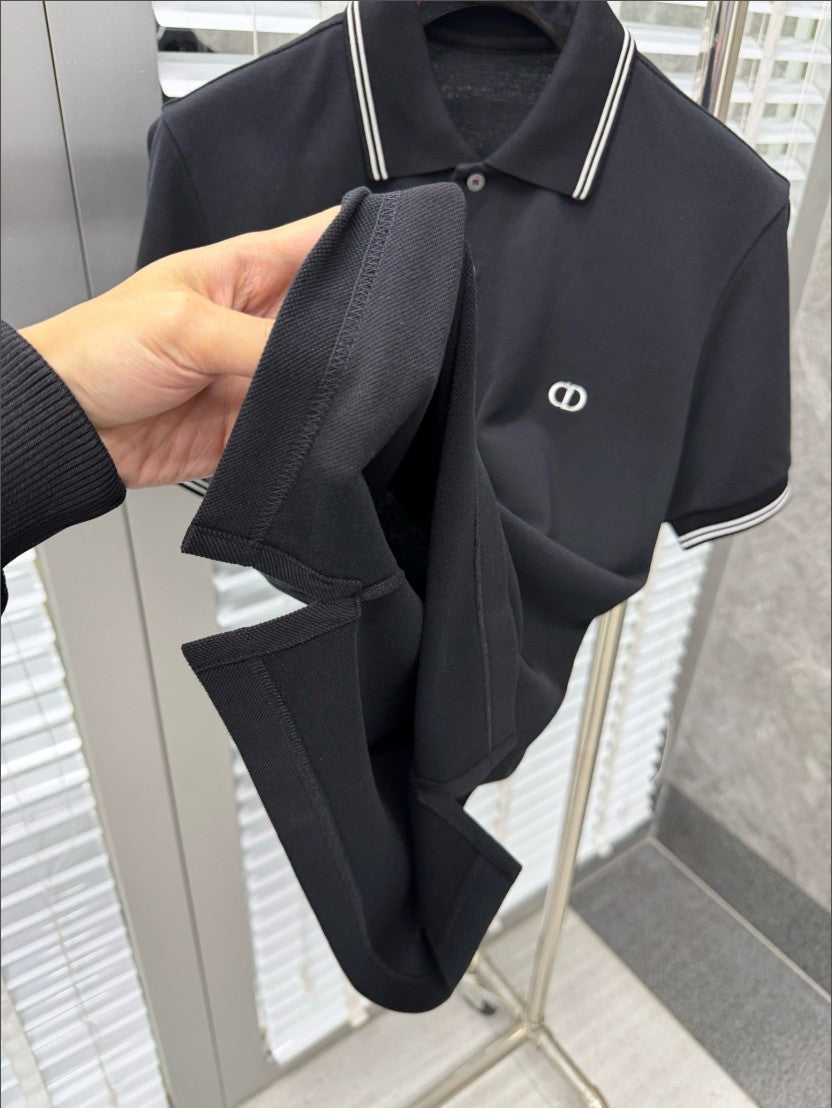 디올 CD 자수 로고 카라 반팔티