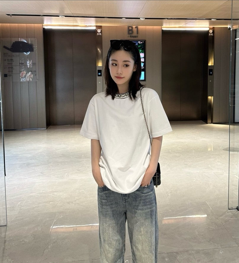 디올 넥 레터링 로고 반팔티