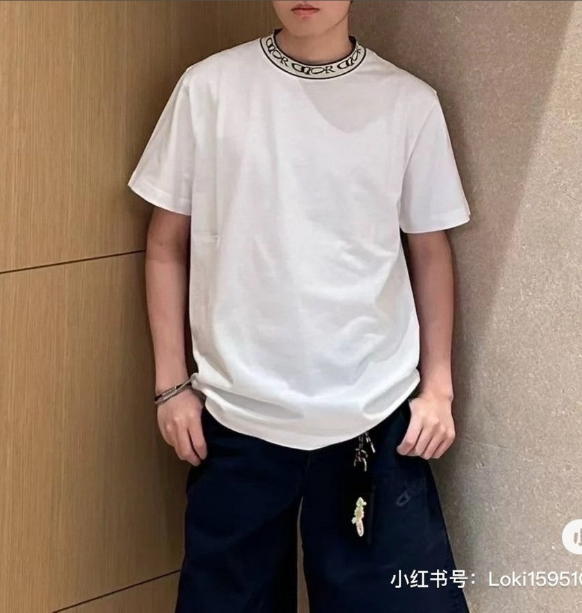 디올 넥 레터링 로고 반팔티
