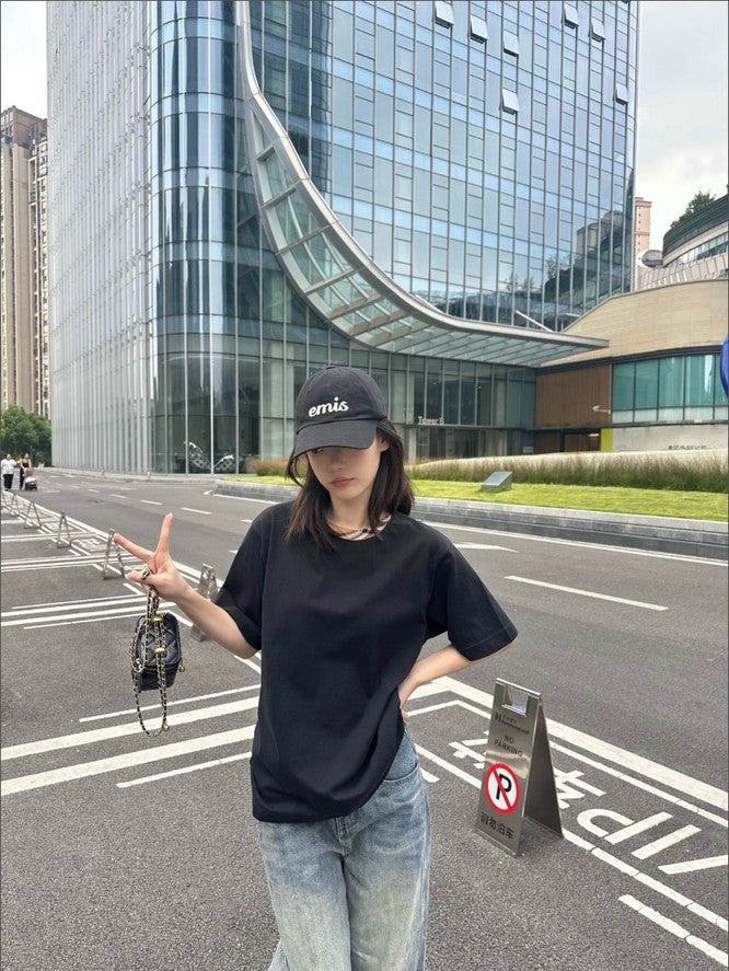 버버리 넥 체크 반팔티